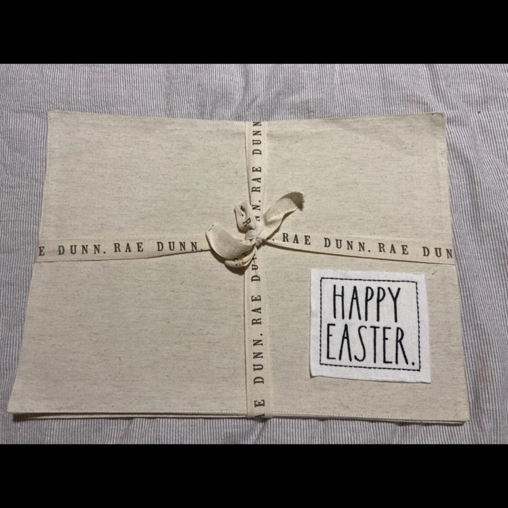 Rae Dunn Embroidered Placemats Happy Easter Set 4
